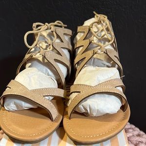 Tan gladiator sandals